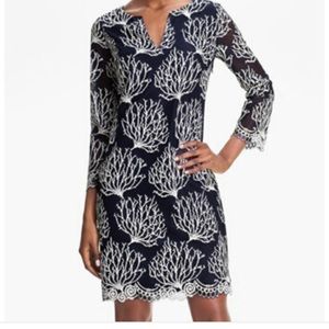 Lilly Pulitzer Wendy Dress True Navy Coral Mesh